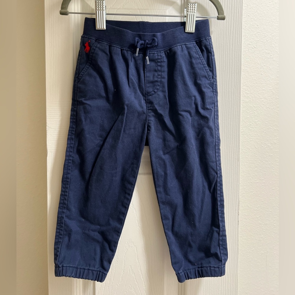 Ralph Lauren Navy Chino Pant with Red Logo Toddler Boy 18m